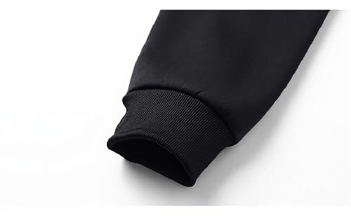 ERFMFKL Men Lambswool Zipper Thicken Warm Jackets Long Sleeve Sweatshirts Sports Fleece Black Hooded Coat