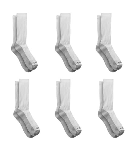 Dickies Men's Dri-Tech Original Moisture Control Crew Socks, Available in M-XXL (6, 12, 18 Pairs), White (6 Pairs), Large
