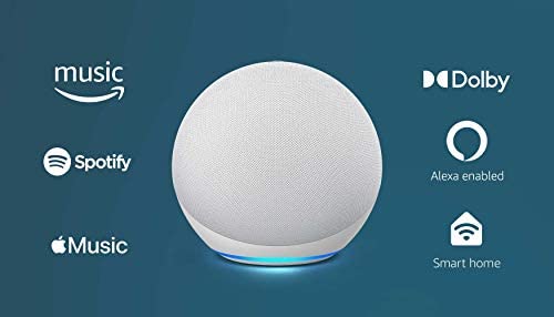 Amazon Echo (newest model), Alexa speaker with premium sound, Ideal for large bedrooms, living rooms and kitchens, Glacier White