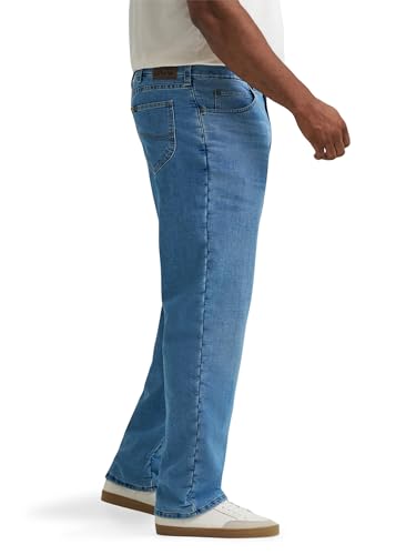 Lee Men's Big & Tall Legendary Relaxed Straight Jean, Coast-Gray Fleece Lined