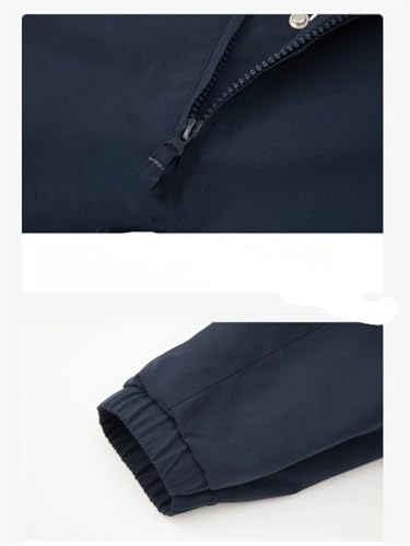 ERFMFKL Men Solid Color Lightweight Breathable Outdoor Coat Long Sleeves Zipper Jackets Navy Blue