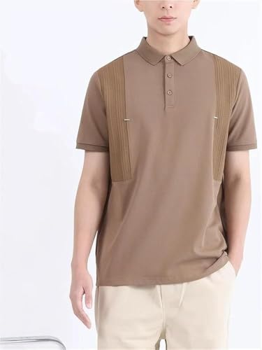 Quick Dry Breathable Polo Shirt Mens Slim Fit Performance Lightweight Short Sleeve Wicking Athletic Golf Business T-Shirt(Brown,Medium)