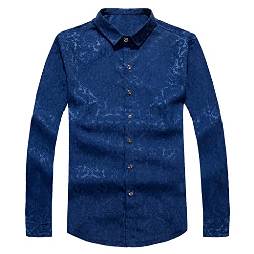 Big Size Silk Shirts for Mens Shirts Loose Flowers Business Casual Large Size Office Dresses(3X-Large)