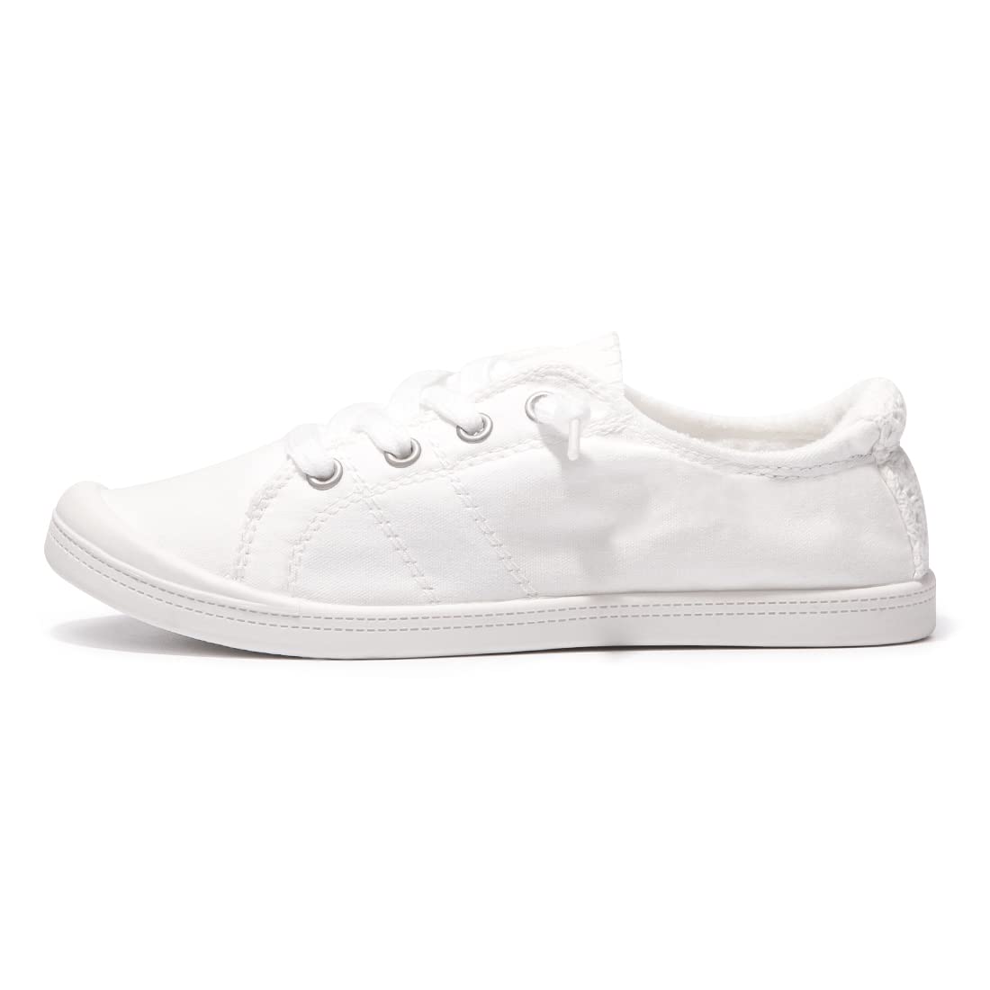 Women's Slip On Canvas Sneaker Low Top Casual Walking Shoes Classic Comfort Flat Fashion Sneakers (White 08)