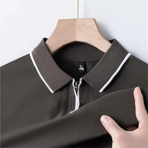 Men Cotton Polo Shirt Short Sleeve Zipper Business Casual Office Wear Regular Fit Comfortable Breathable Stylish T-Shirt(White,Medium)