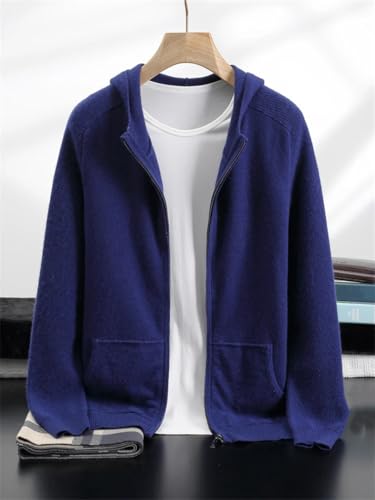 Men's Hooded Sweatshirt Zippered Knit Cardigan and Long-Sleeved Casual Jacket