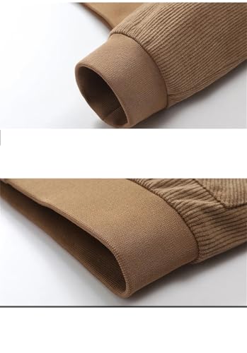 Men Vintage Corduroy Jacket Lambswool Loose Lined Coats Trucker Cargo Workwear Multi-Pocket Outwear