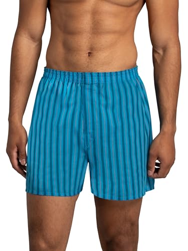 Fruit of the Loom Men's Tag Free Woven Boxer Shorts, Relaxed Fit, Moisture Wicking, Color Multipacks, Assorted Plaid, Medium