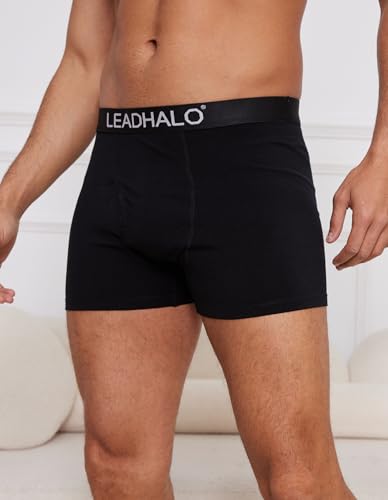 LEADHALO Merino Wool Mens Underwear, Mens Boxer Briefs Moisture Wicking Breathable with fly, Compression Boxers for Man for Athletic Sport Workout 3 Pack M