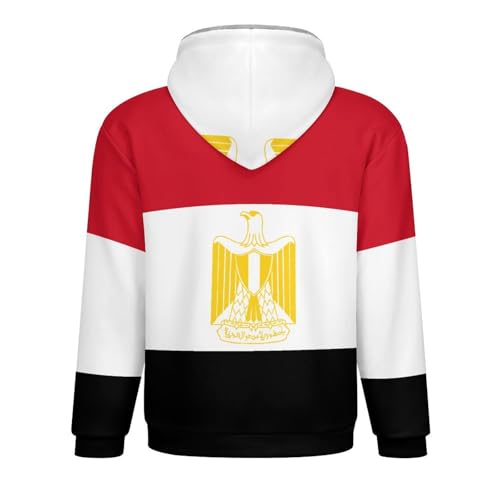 WunM Studio Fleece Jacket Men Thick Hoodie, Warm Jacket, Zipper Transition Jacket Pocket Jackets, 3D Printed Egypt Flag coat