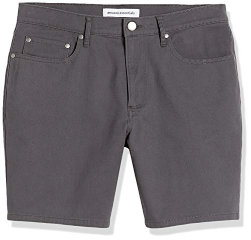 Amazon Essentials Men's Straight-Fit 7" Inseam Stretch 5-Pocket Shorts, Dark Grey, 36
