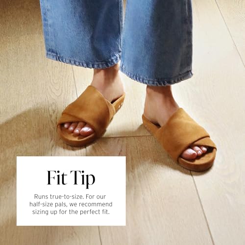 beek Kea Suede Slide Sandal for Women, Carmel, Slip-On Design, Features Suede-Wrapped Memory Foam Upper & Sole with Molded Arch, Size 9