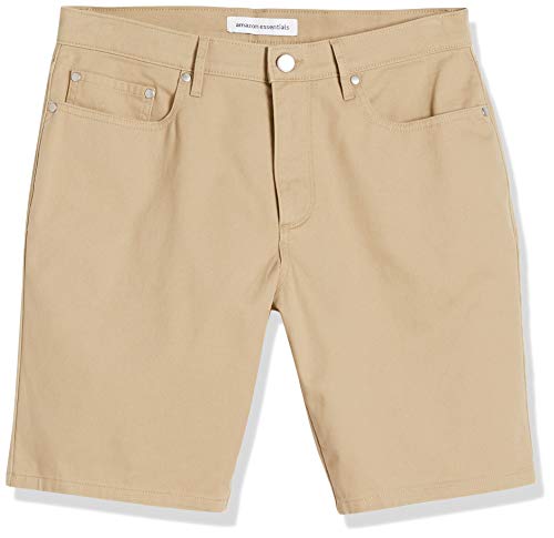 Amazon Essentials Men's Straight-Fit 9" Inseam Stretch 5-Pocket Short, Khaki Brown, 34