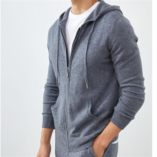 THJKUPO Men's Tops Knitwear Hooded Sports Casual Cardigan Cashmere Sweater Zipper Hoodie Jacket(3X-Large)