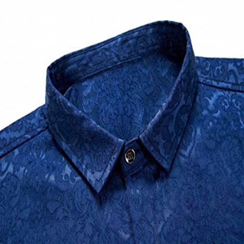 Big Size Silk Shirts for Mens Shirts Loose Flowers Business Casual Large Size Office Dresses(3X-Large)