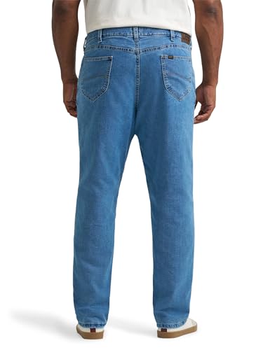 Lee Men's Big & Tall Legendary Relaxed Straight Jean, Coast-Gray Fleece Lined