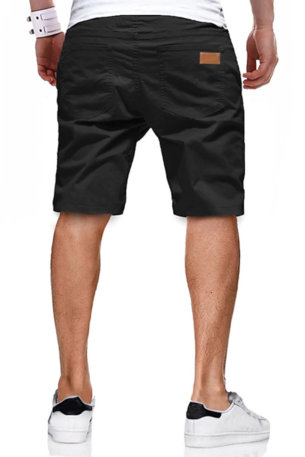 JMIERR Mens Athletic Shorts Casual Cotton Drawstring Summer Beach Twill Chino Dress Golf Workout Gym Running Basketball Shorts, M, S Black