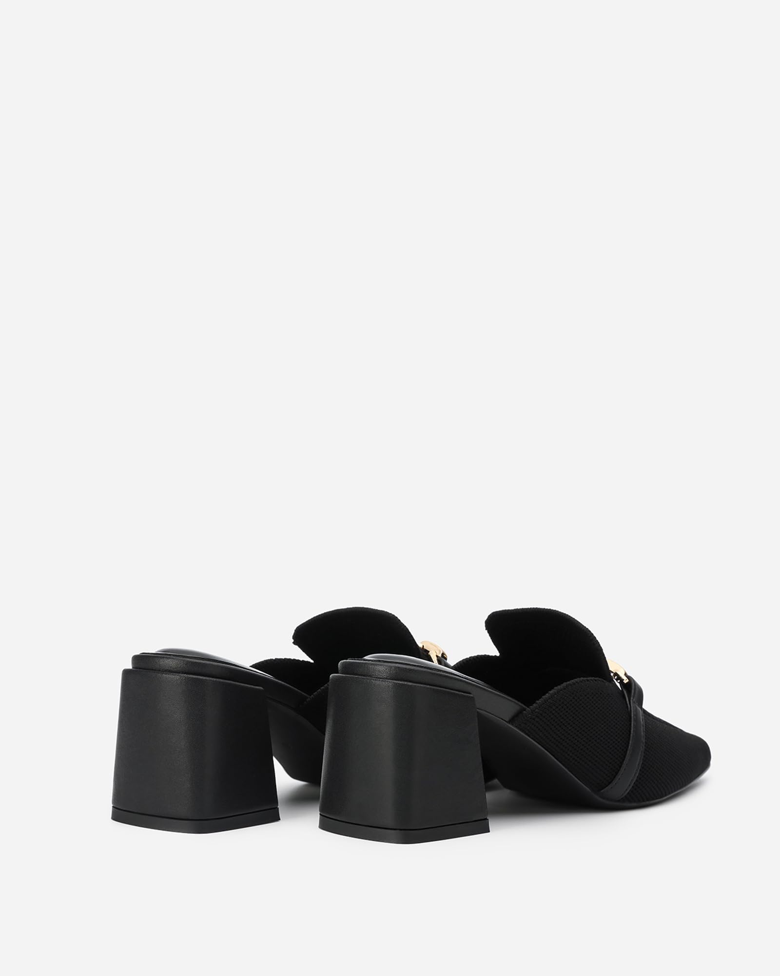 NEWBELLA Women's Square Toe Heeled Mules - Block Heel Slip-On Shoes for Commute, Comfortable Work Mule Slippers with Cushioned Insoles, Black 9