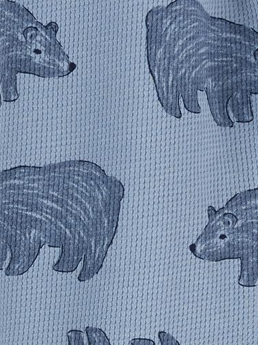 Simple Joys by Carter's Baby Boys' 2-Way Zip Thermal Footed Sleep and Play, Pack of 2, Dusty Blue Bear/Ivory Dinosaur, 0-3 Months