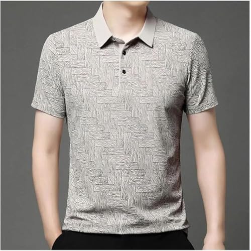 Textured Summer Polo Shirt Men Ultra Comfortable Short Sleeve Breathable Refreshing Silky Casual Button T Shirt Tops(Orange,Medium)