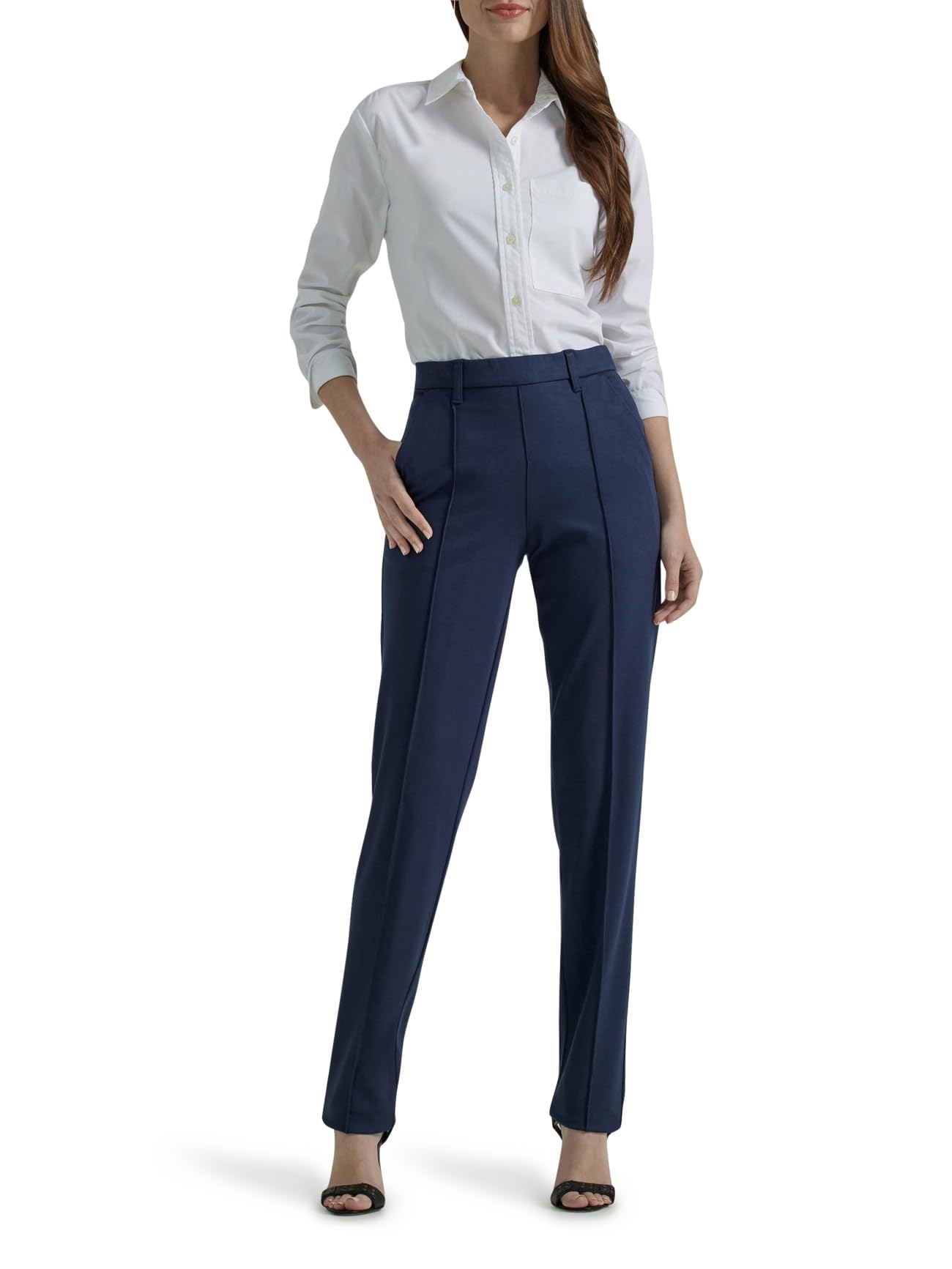 Lee Womens Ultra Lux Comfort Any Wear Straight Leg Pants, Emperor Navy, 14 US