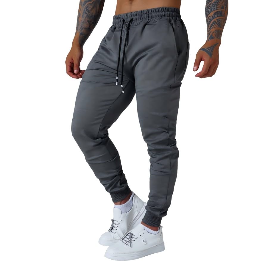 MGYIMOYUGYM Men's Slim fit Jogging Pants, Suitable for Running and Fitness Activities, Bottom Binding Sports Pants Size Dark Grey-L