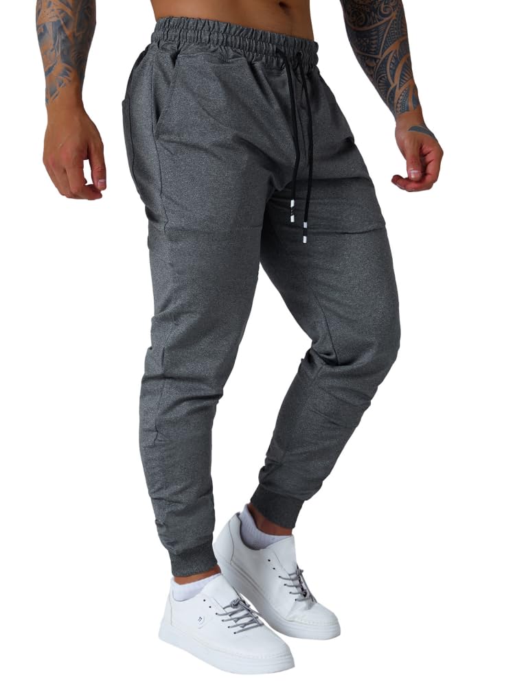 MGYIMOYUGYM Men's Slim fit Jogging Pants, Suitable for Running and Fitness Activities, Bottom Binding Sports Pants Size Dark Grey-L