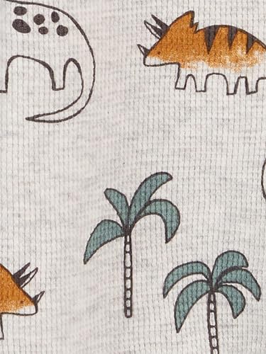 Simple Joys by Carter's Baby Boys' 2-Way Zip Thermal Footed Sleep and Play, Pack of 2, Dusty Blue Bear/Ivory Dinosaur, 0-3 Months