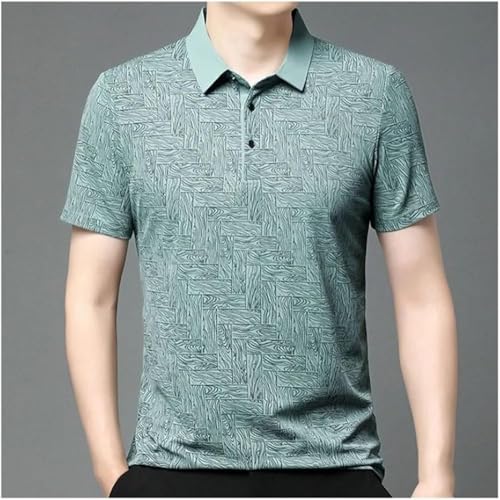 Textured Summer Polo Shirt Men Ultra Comfortable Short Sleeve Breathable Refreshing Silky Casual Button T Shirt Tops(Orange,Medium)