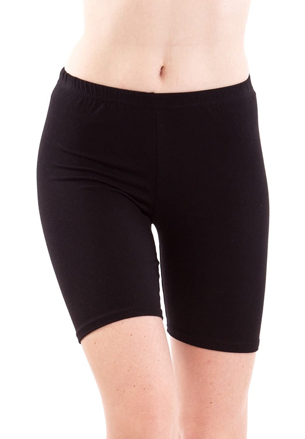 Emprella Slip Shorts 3-Pack Black Bike Shorts Cotton Spandex Stretch Boyshorts For Yoga,Black,Medium