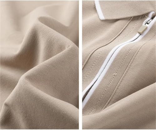 Men Cotton Polo Shirt Short Sleeve Zipper Business Casual Office Wear Regular Fit Comfortable Breathable Stylish T-Shirt(White,Medium)