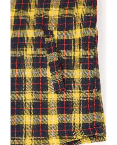 Men's Sherpa Lined Flannel Shirt Jacket,Snap Button Winter Lounge Plaid Shacket with Hood Gosling Yellow XL