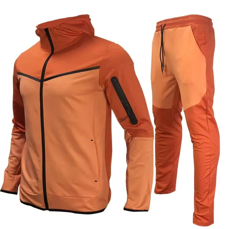 GUOYUXIAO Men's Quick-Dry Running Top Cycling Training Jacket Sports suit for men-Orange-Small