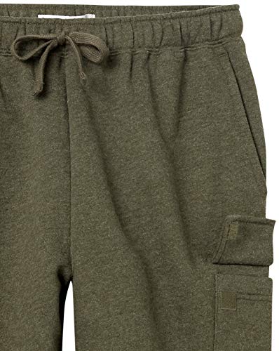 Amazon Essentials Men's Cargo Fleece Sweatpant with Open Hem, Olive Heather, Medium