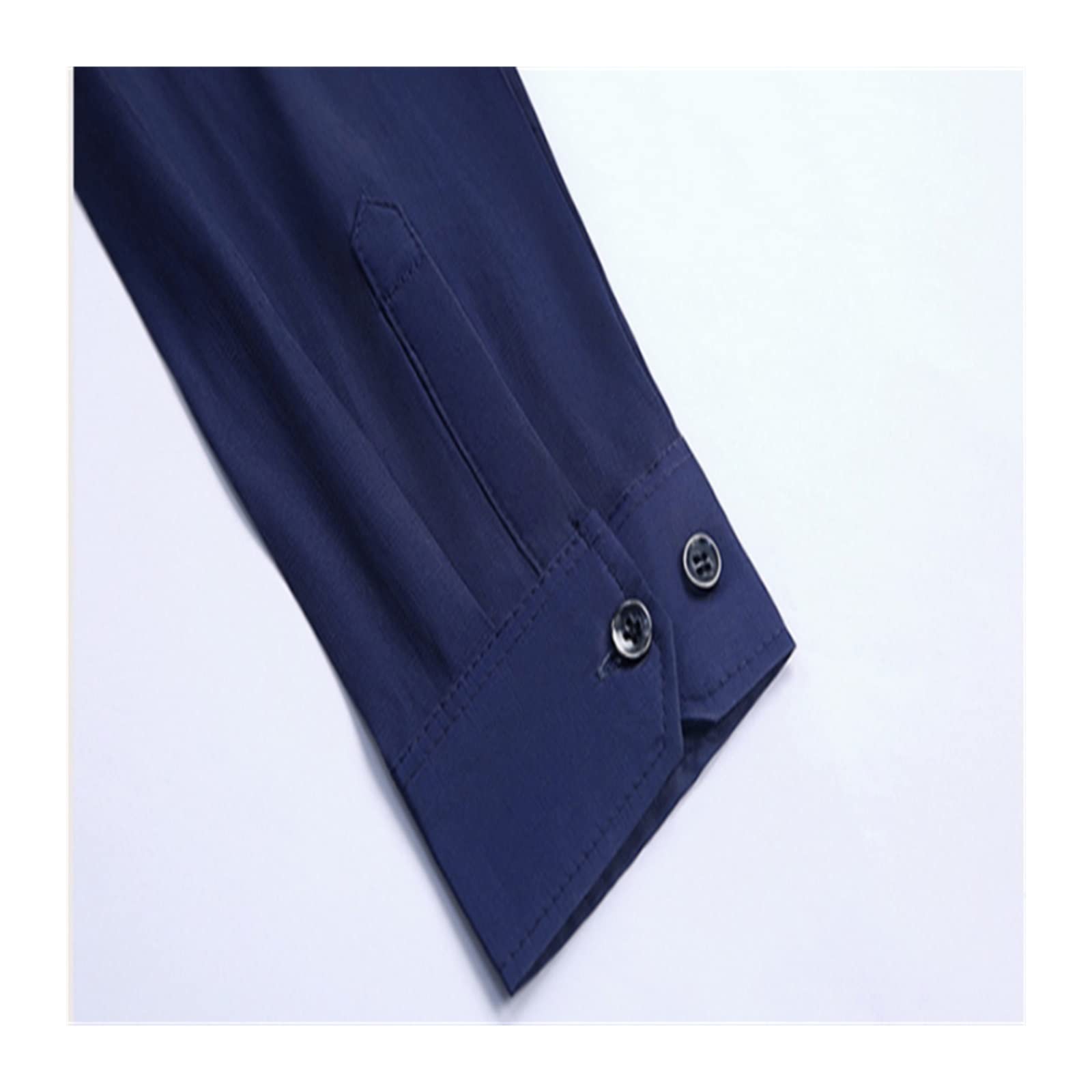 Satin Shirts Mens Ice Silk Shirts for MensShirt Light Long Sleeves Dresses Blouses Large Size(E,2XL)