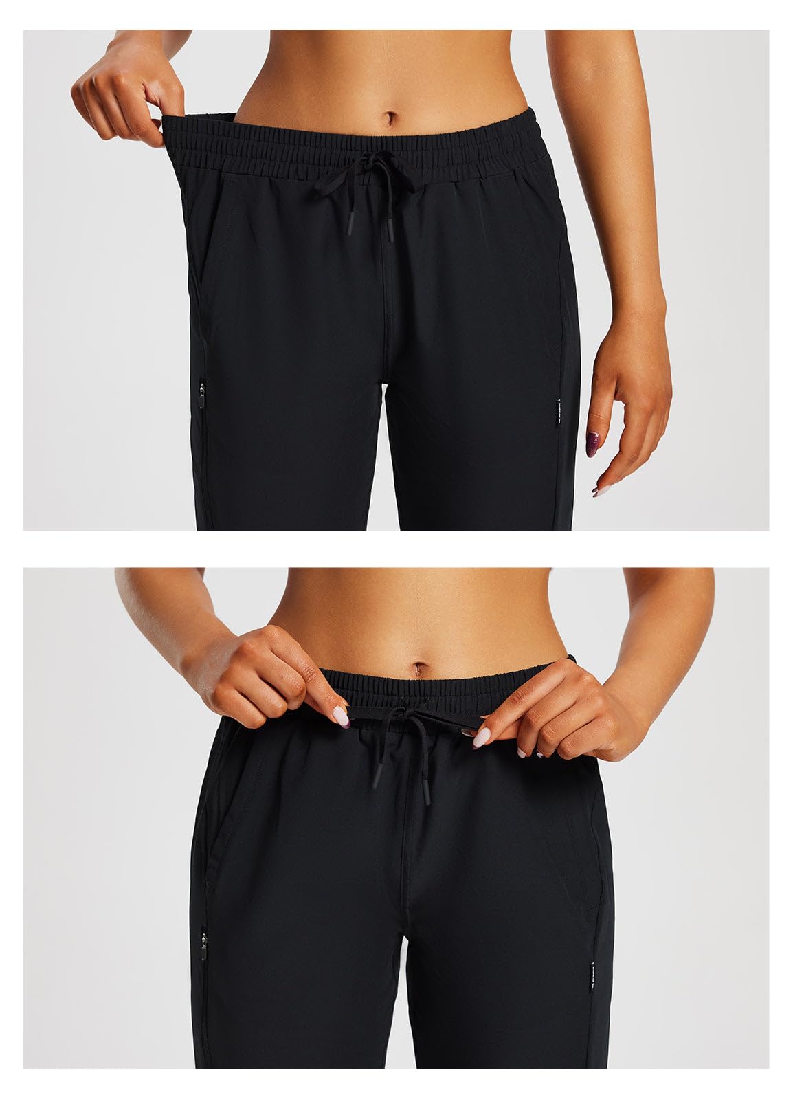 baleaf Women's 15" Hiking Shorts Long Bernuda Cargo Below The Knee Capris Lightweight Quick Dry Elastic Waist for Casual Black L