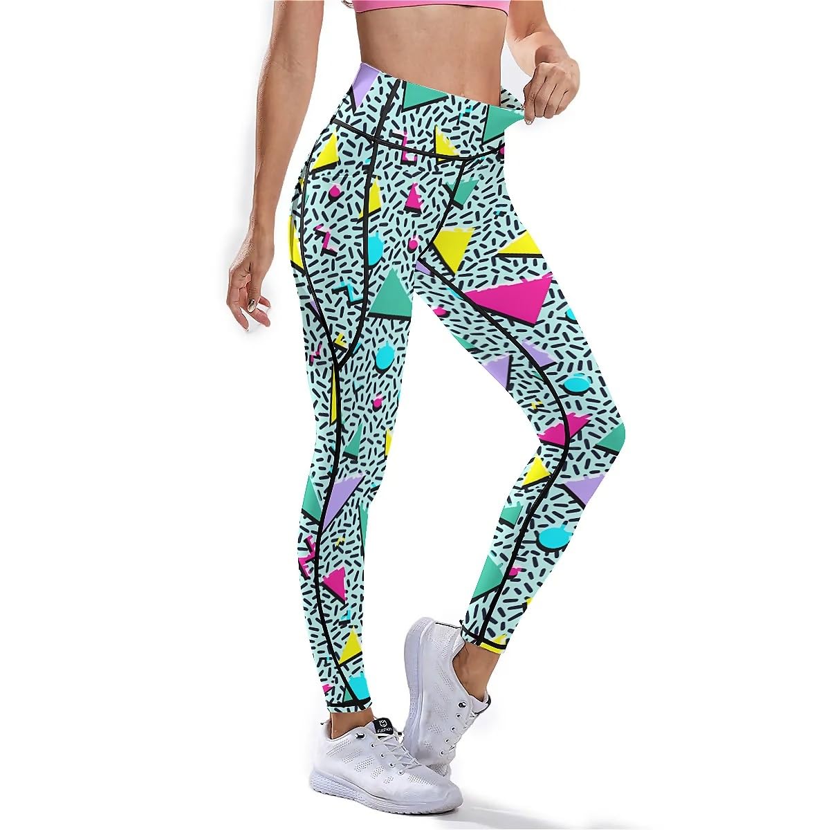 80s 90s Outfit Tummy Control Yoga Pants for Women with Pockets, High Waist Running Sports Workout Yoga Leggings S