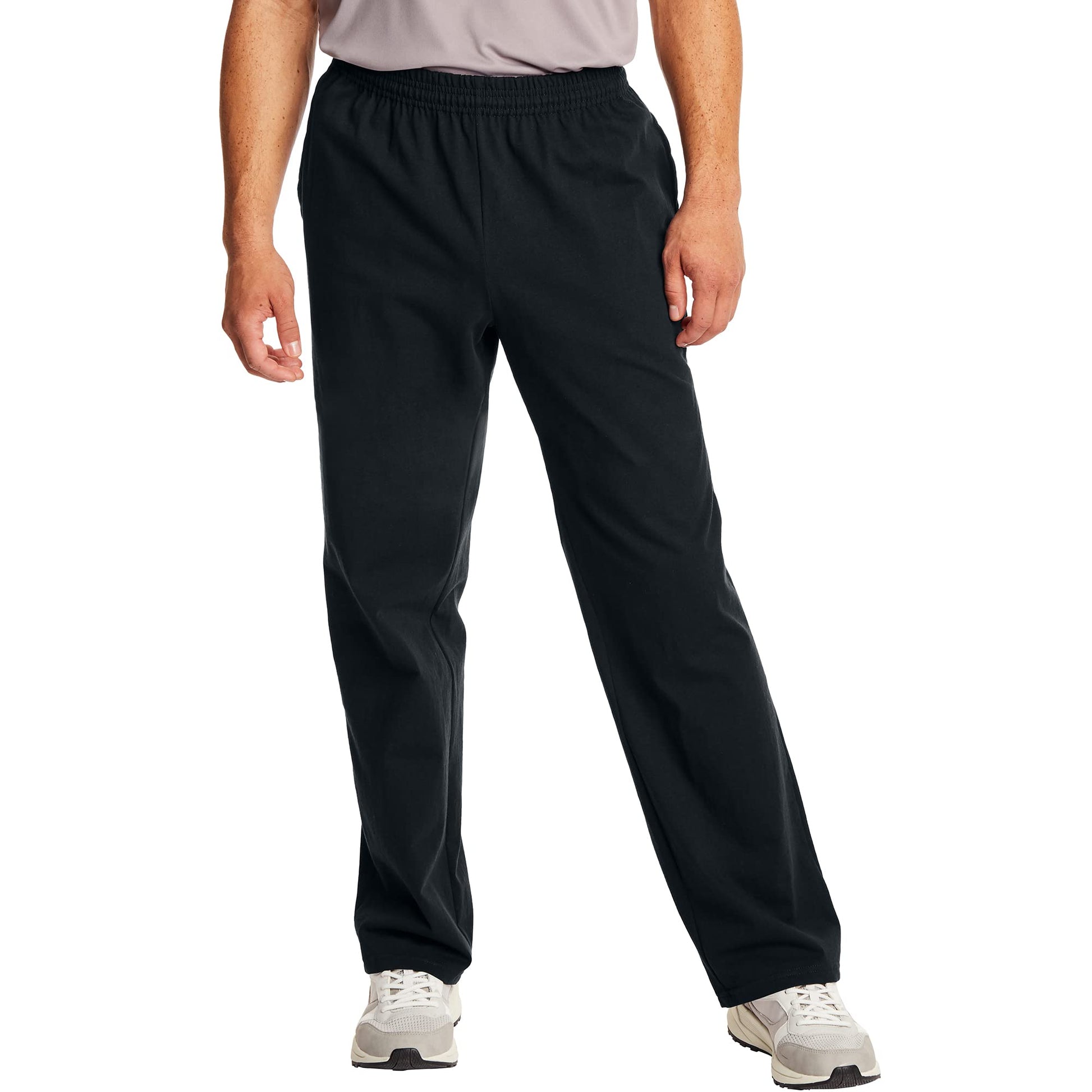 Hanes Essentials Sweatpants, Men’s Cotton Jersey Pants with Pockets, 33”, Black, 3X Large