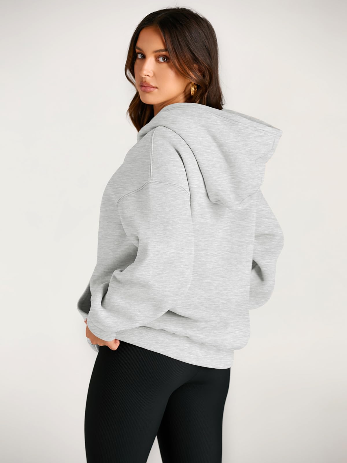Trendy Queen Womens Oversized Hoodies Fleece Sweatshirts Fall Fashion 2025 Pullover Sweaters Winter Clothes Grey M