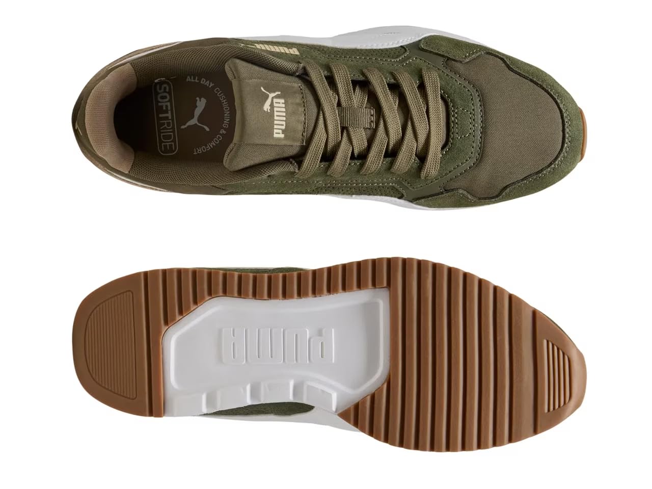 PUMA Men's ST Miler Shoes Sneaker, Loden Green-White-Gum AH25, 9.5