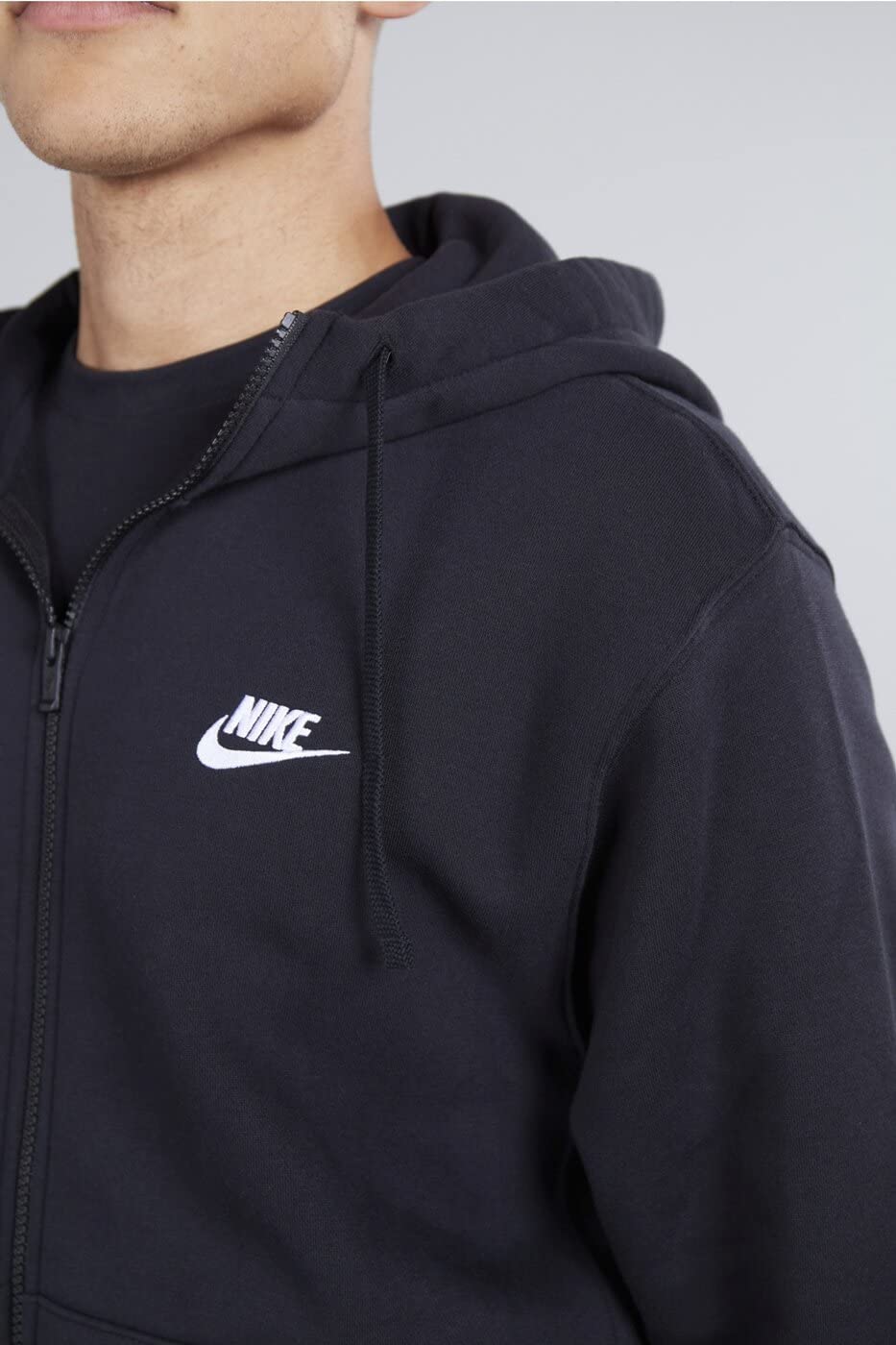 Nike Men's Sportswear Club Fleece Full Zip Hoodie, Fleece Zip-Up Hoodie Men, Black/Black/White, M