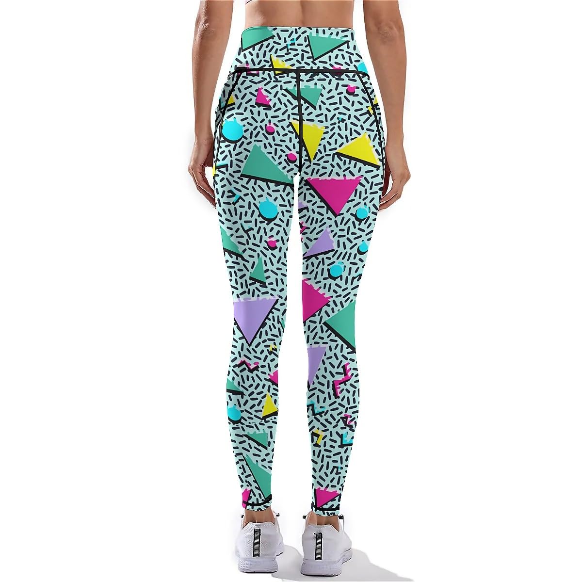 80s 90s Outfit Tummy Control Yoga Pants for Women with Pockets, High Waist Running Sports Workout Yoga Leggings S