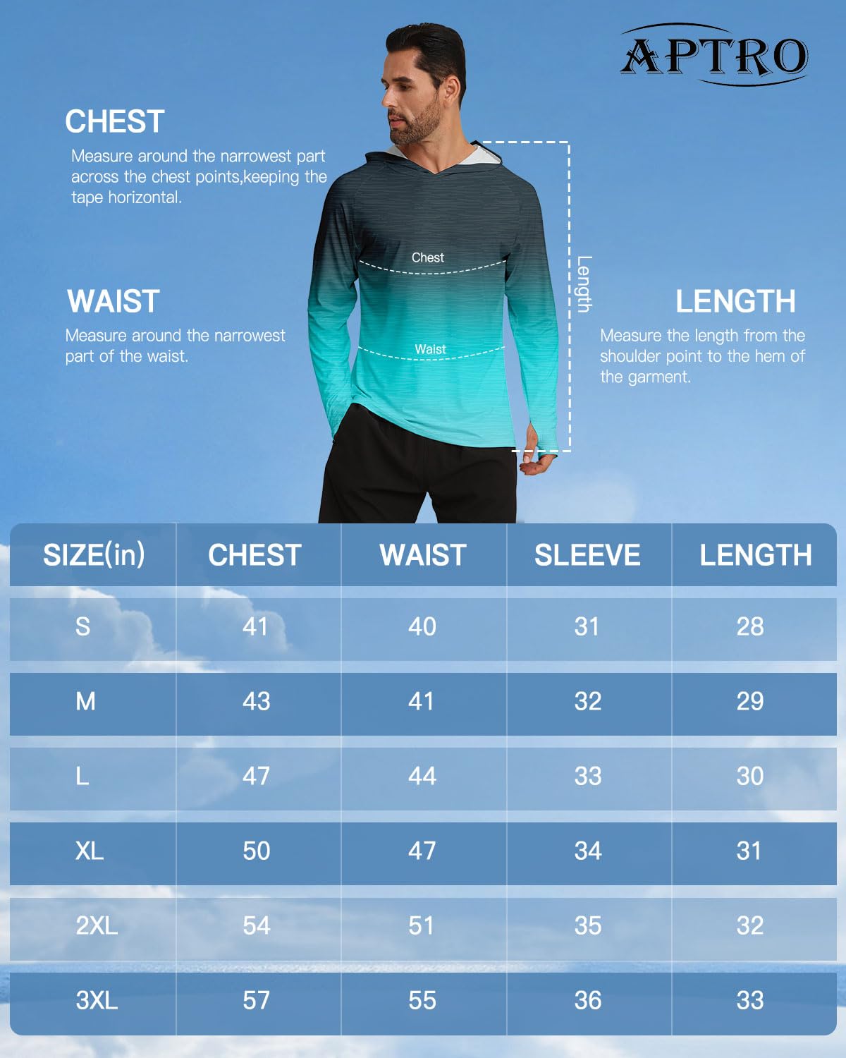 APTRO Men's UPF 50+ Sun Protection Long Sleeve Hoodie Shirts UV Outdoor Fishing Shirts SPF Rash Guard Shirts for Men MS17 Gradient Green L