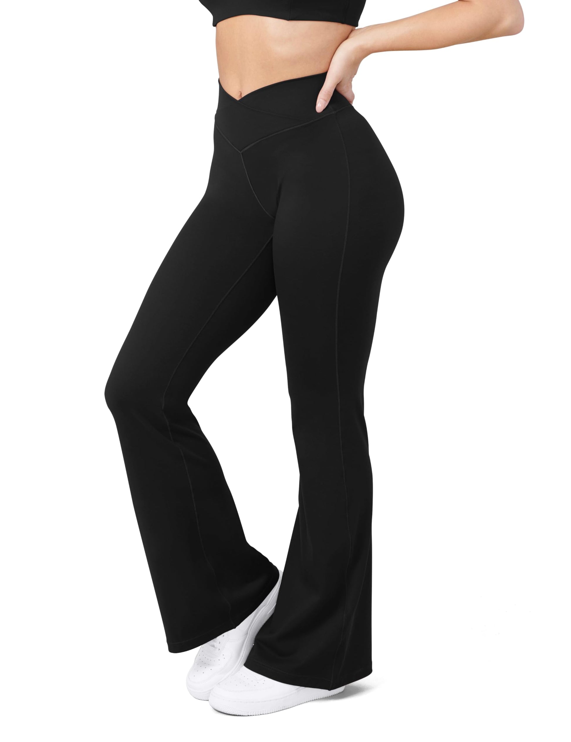 HEGALY Women's Flare Yoga Pants - Crossover Flare Leggings High Waisted Bootcut Bell Bottom Workout Sweatpants Black