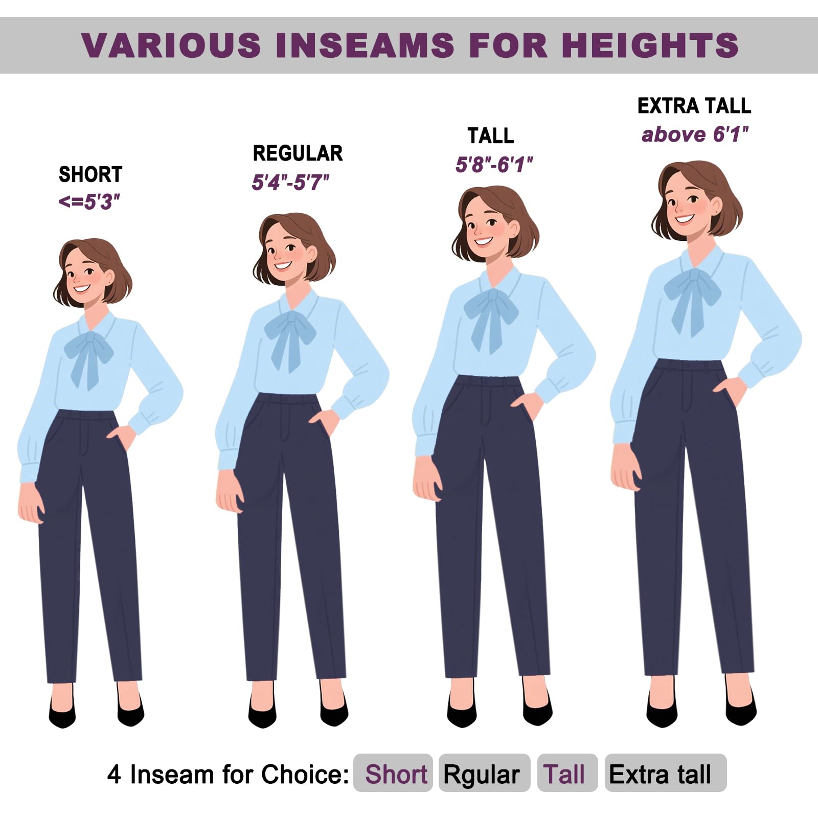 iChosy Women's Stretchy Straight Leg Dress Work Pants Business Office Casual Slacks with Pockets Navy 14 Tall