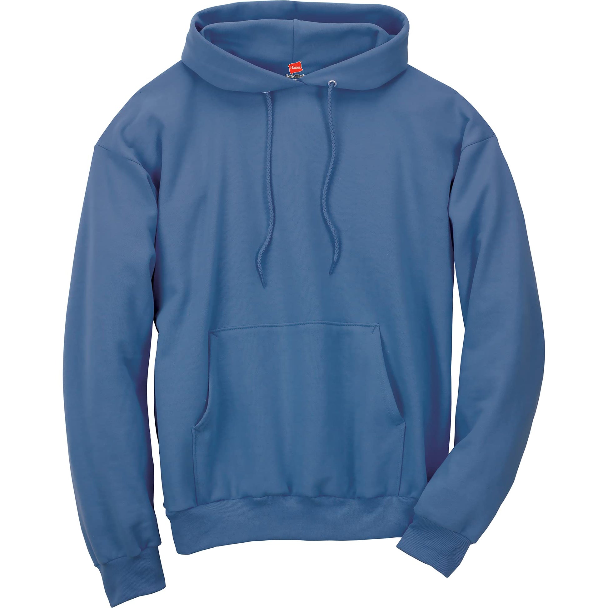 Hanes Men's Pullover EcoSmart Hooded Sweatshirt, denim blue, Large