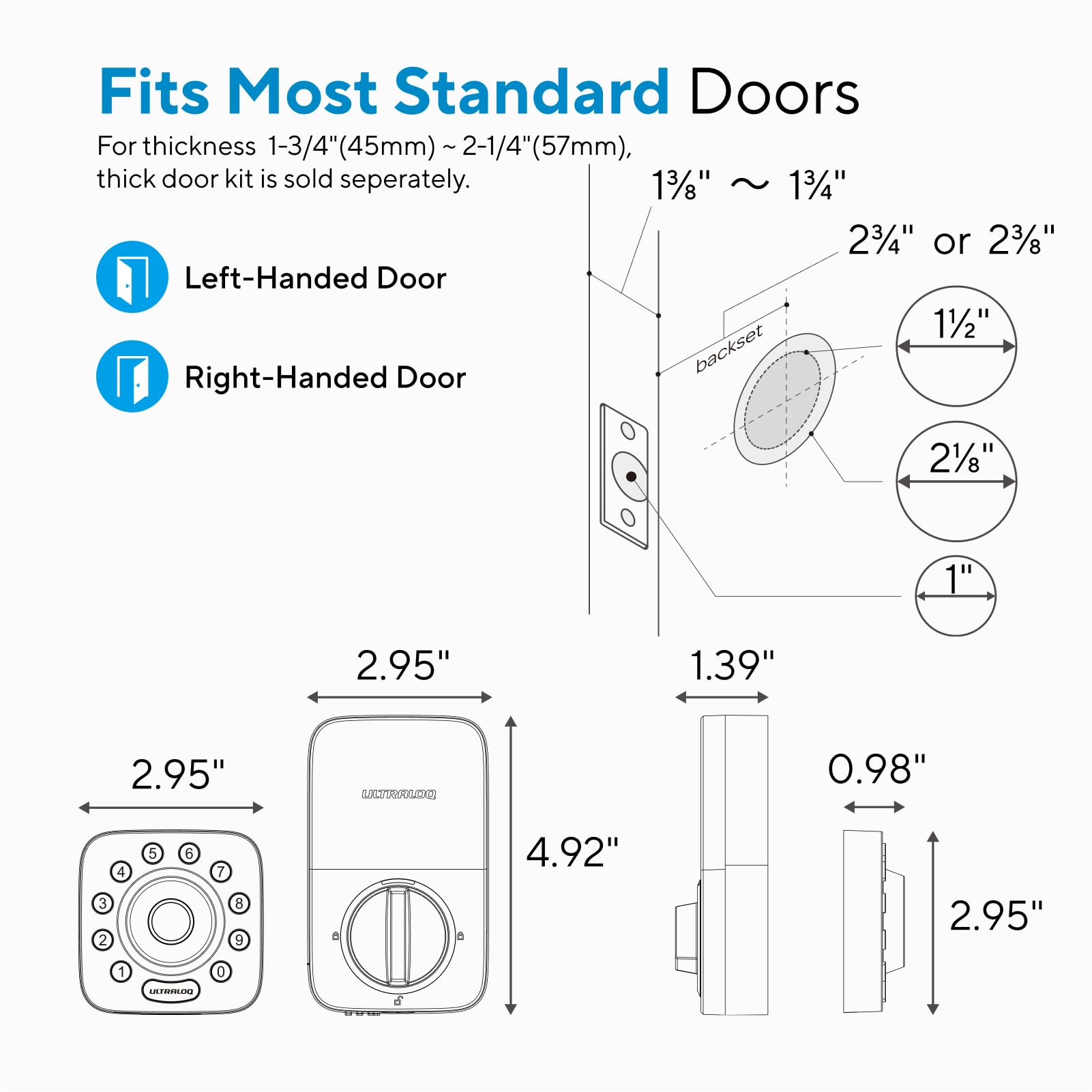 ULTRALOQ Smart Lock U-Bolt Pro, 7-in-1 Fingerprint Keyless Entry Door Lock with App Control, Anti-peep Keypad, Auto Lock, Smart Deadbolt Front Door, IP65 Waterproof, Easy Installation, 1 Year Battery