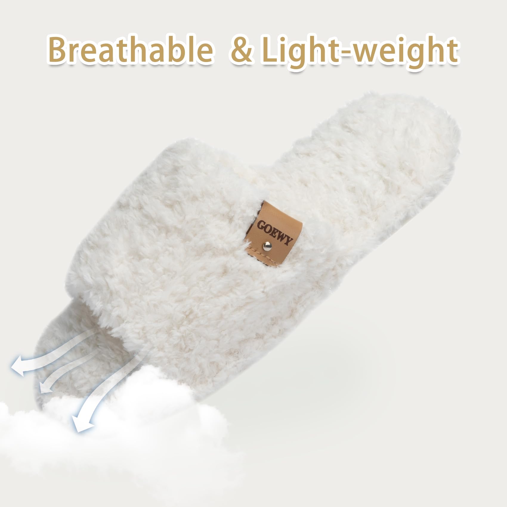 GOEWY Fuzzy Open Toe Slippers for Women Indoor Cozy Memory Foam Slip On House Slides Shoes Gifts for Womens Her Mom