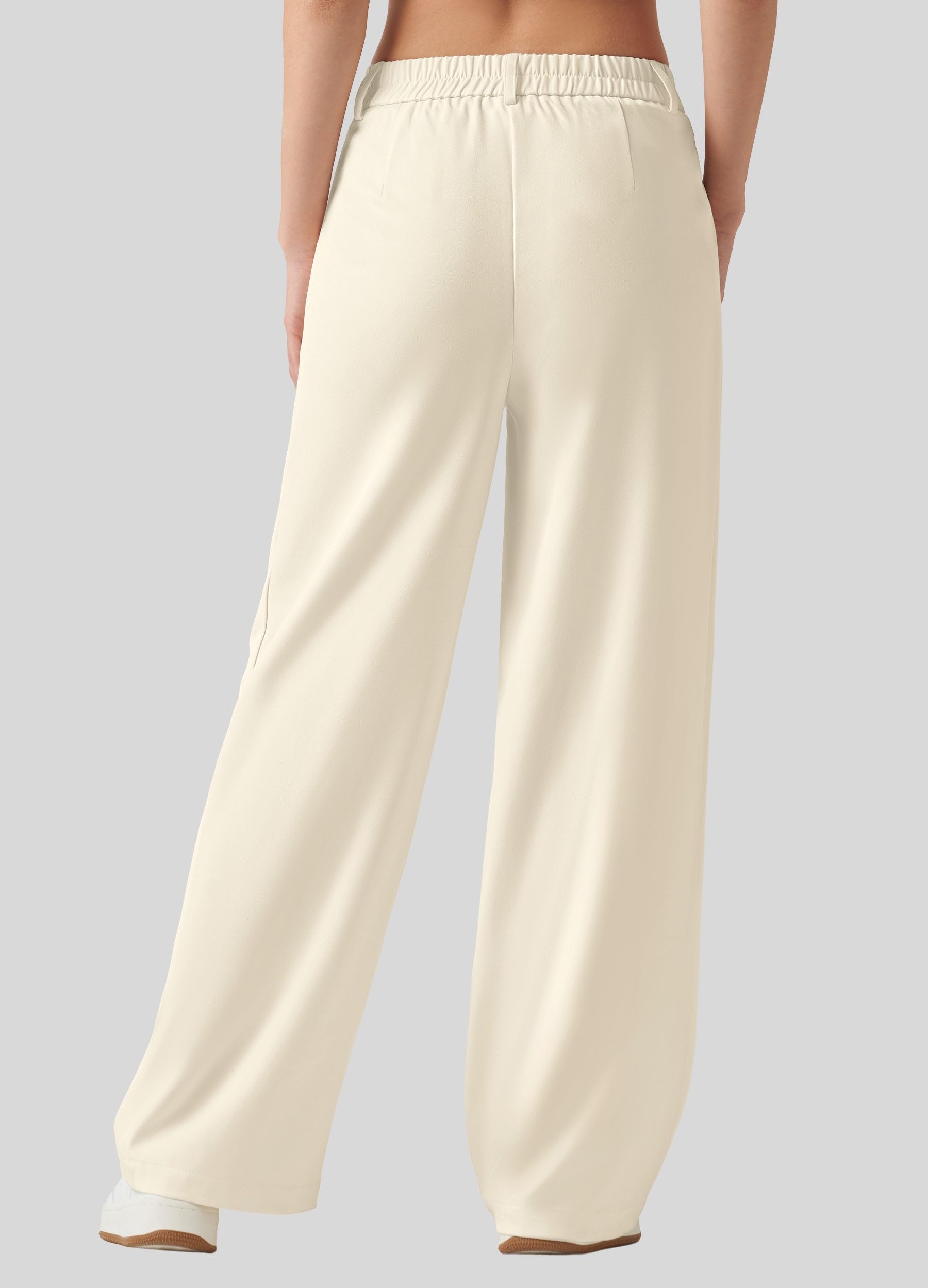 Willit Women's Work Pants Wide Leg Dress Pants High Waisted Casual Slacks Business Office Pants with Pockets 30" Off White L