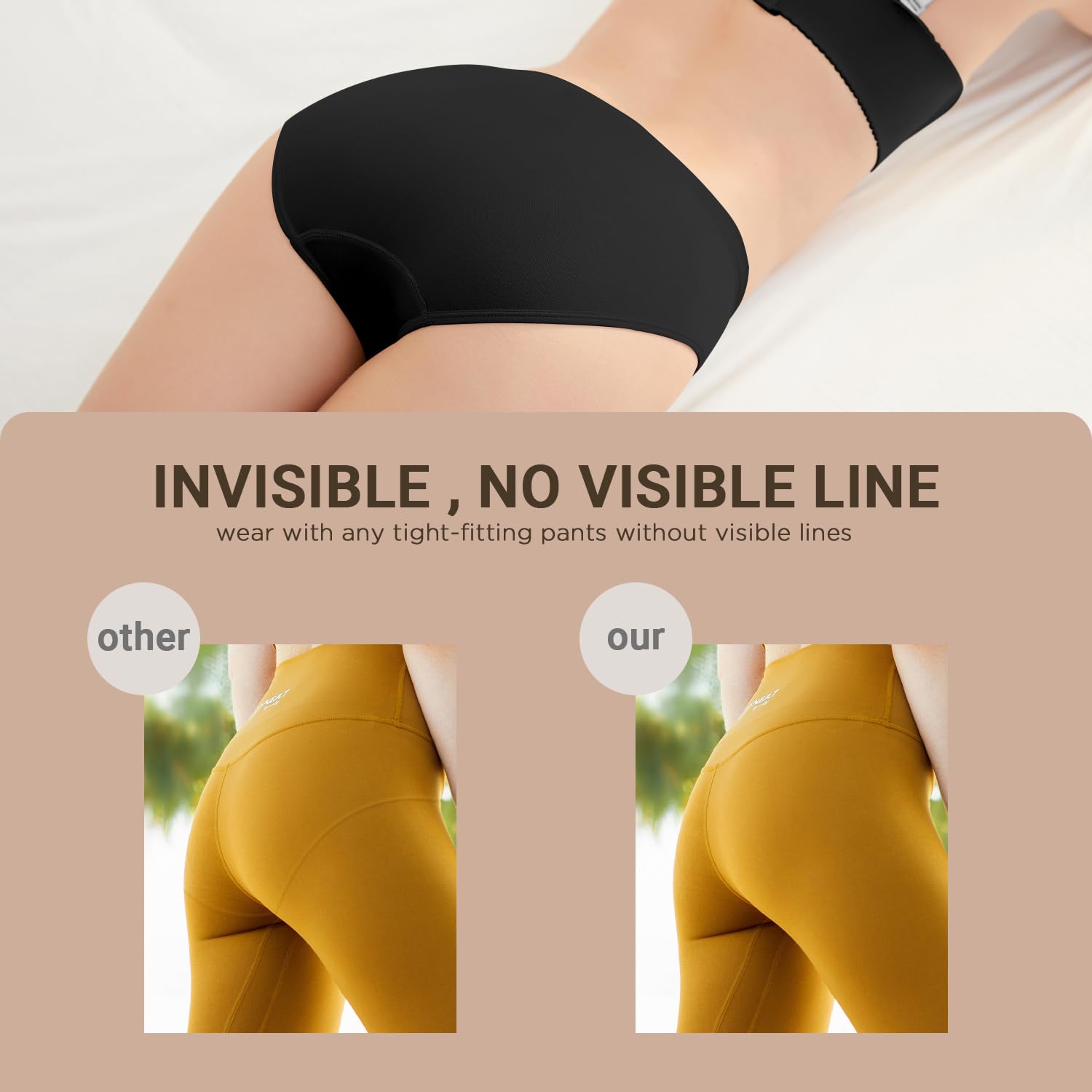 Womens Bikini Panties Seamless Underwear, Soft Stretch Cheekini Hipster Briefs 6 Pack (Black L)